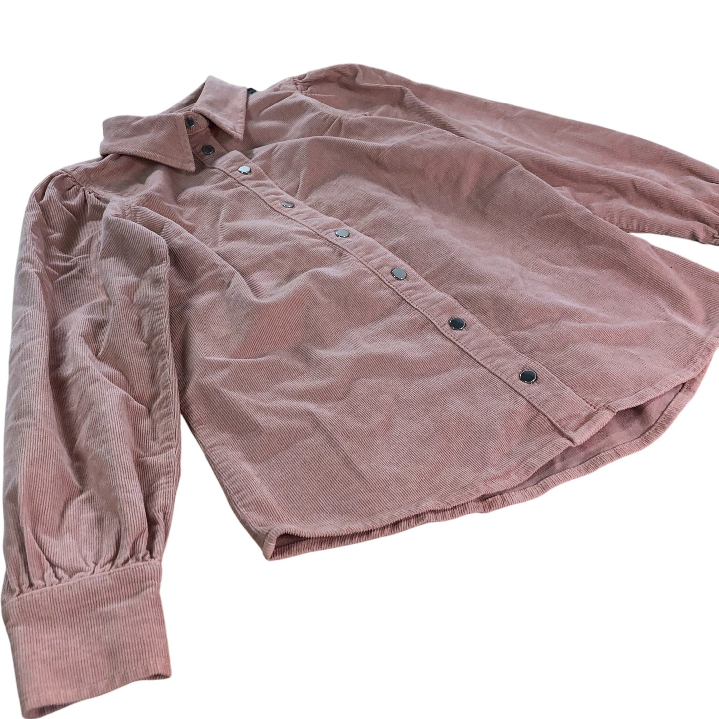 Branded Pink Cord Shirt Women's Long Sleeve Button Up Collared Top UK14