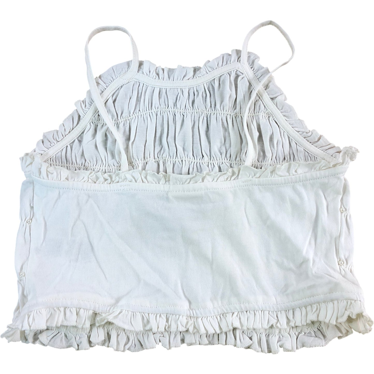 RIVER ISLAND Girls Smocked Top UK9-10yrs New White Ruffle Strap Fashion