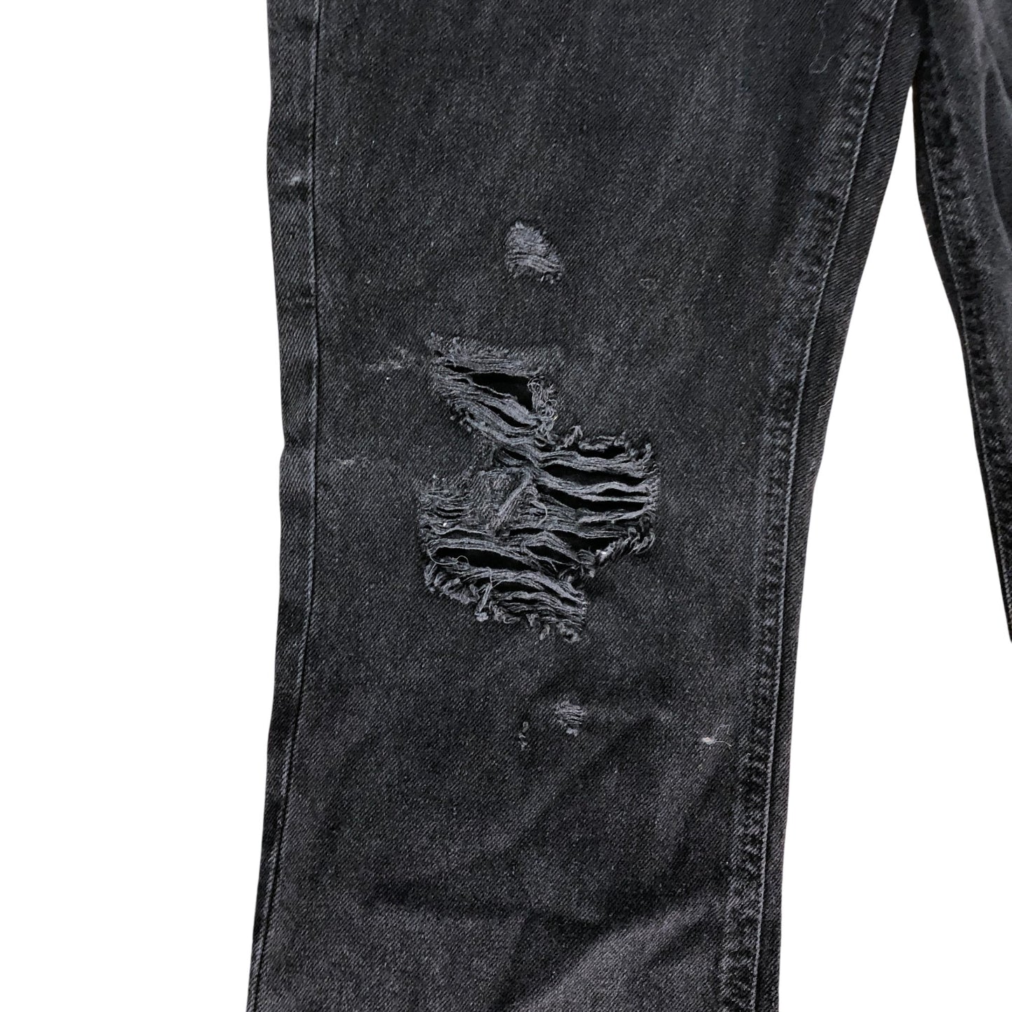 River Island High Rise Straight Jeans 12L Women's Black Denim with Rips