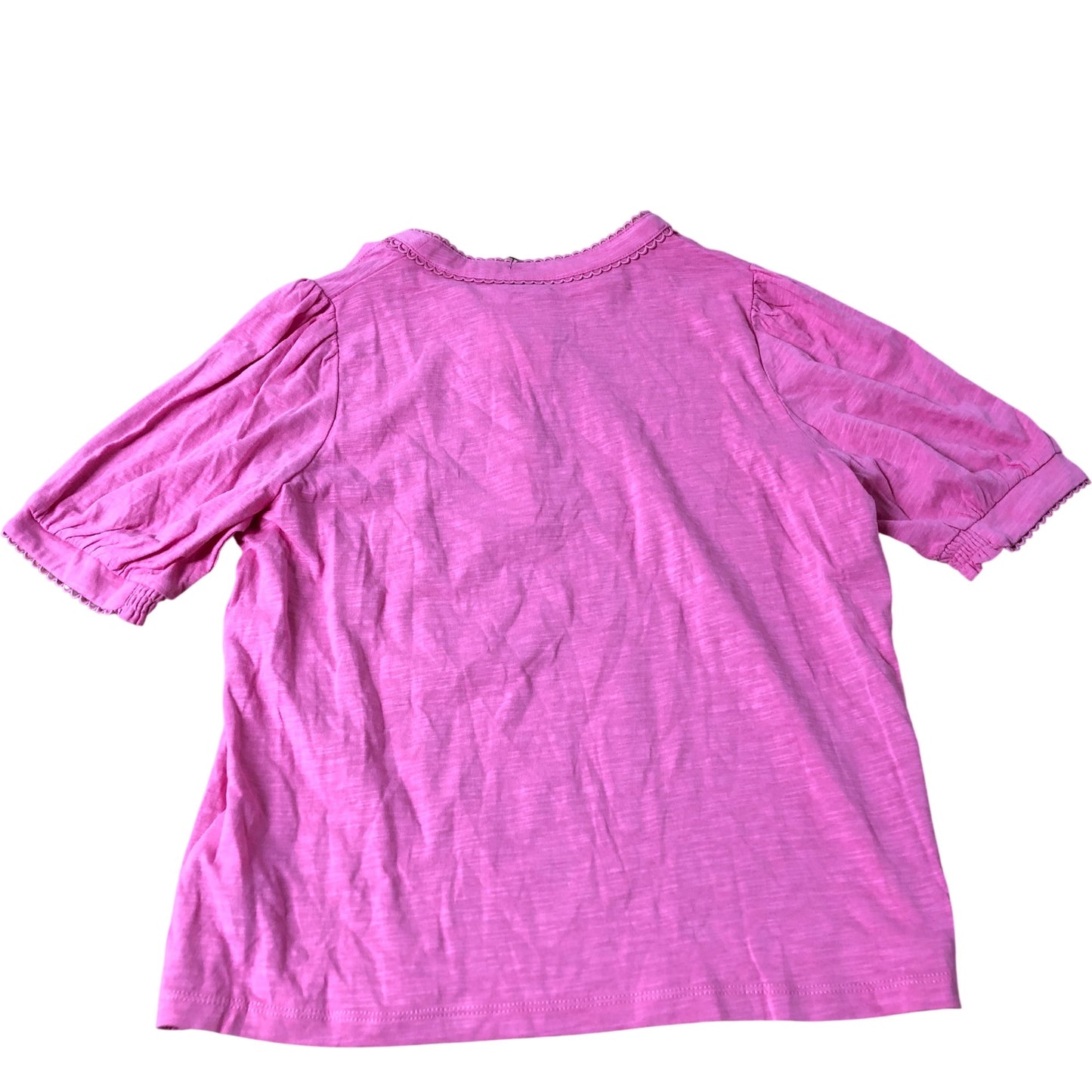 Pink Short Sleeve Blouse Women's Cotton Button Up Size UK12