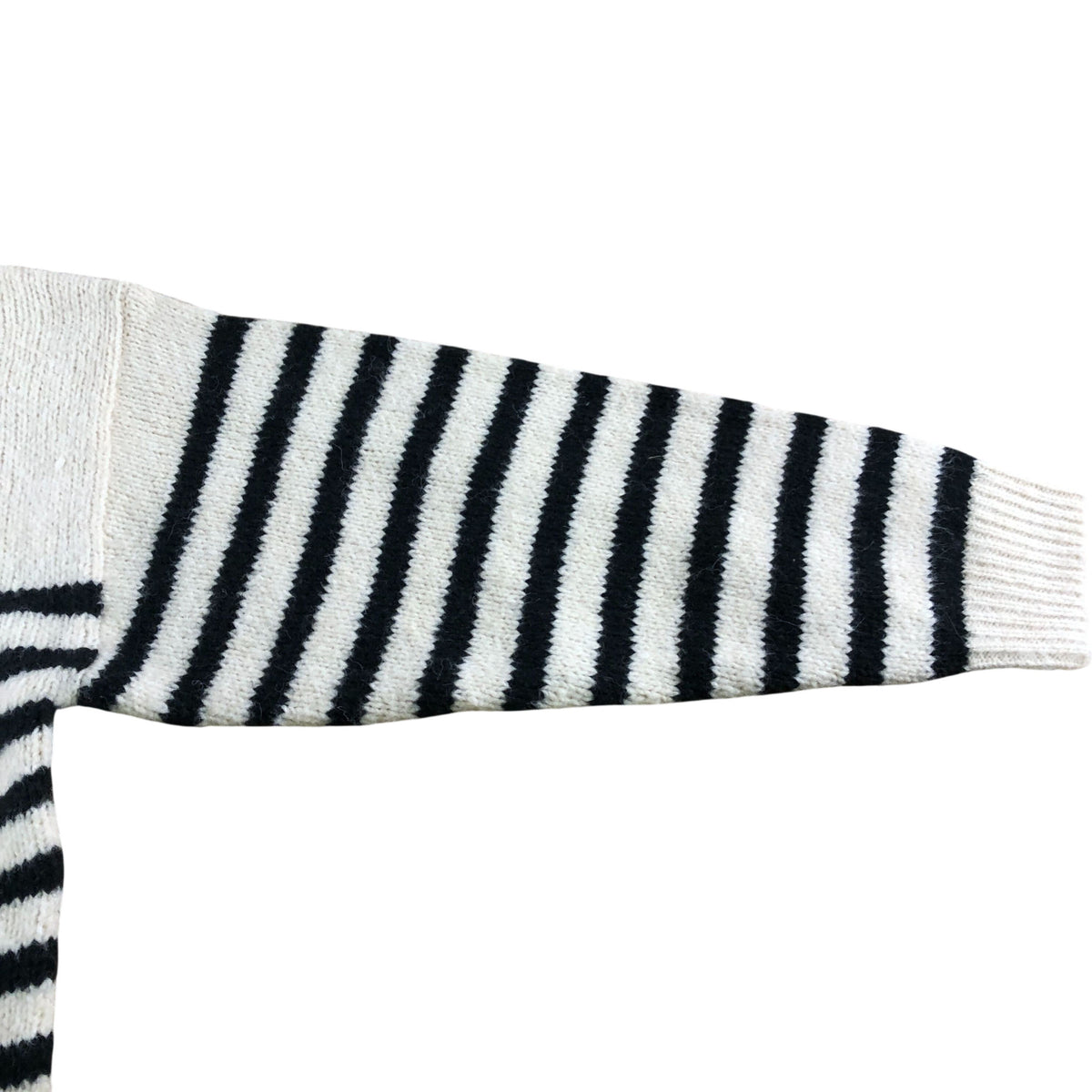 UK18 Women's Striped Cardigan Cream Black Knitted Button Front
