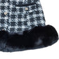 River Island Black White Checked Dress With Faux Fur Trim