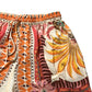 River Island XS Women's Floral Print Elasticated Shorts Orange Beige