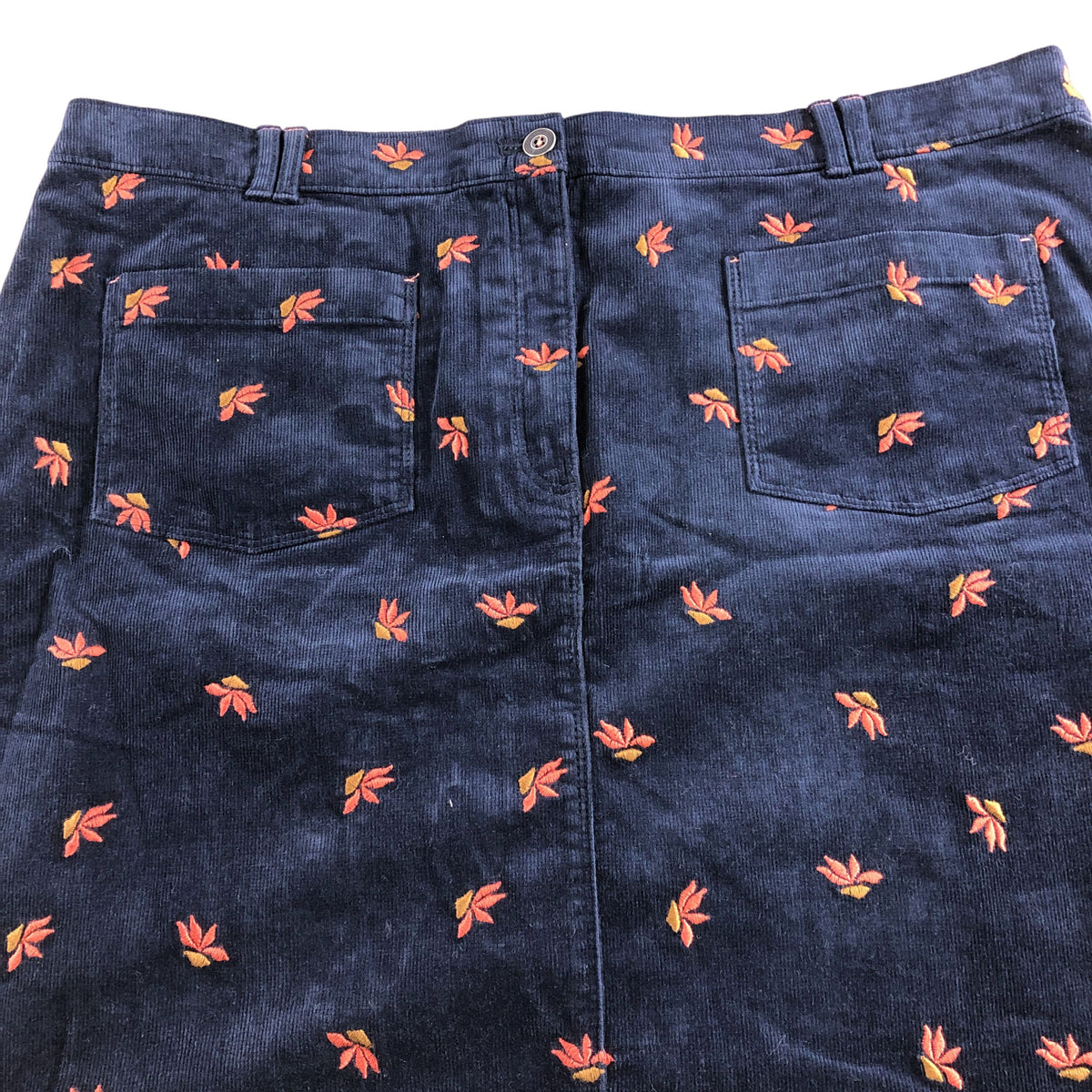 Melody Embroidered Cord Skirt UK24 Women's Navy Multi Floral