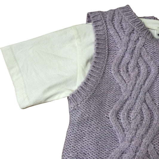 River Island UK9-10 Years Lilac Cable Knit Sleeveless Top With White T-Shirt