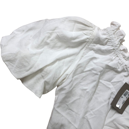 River Island Women's White Puff Sleeve Blouse Size 16 Casual Top With Tags