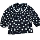 Baukjen Black Polka Dot Blouse UK10 Women's Ruffled Collar Button Up Top