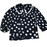 Baukjen Black Polka Dot Blouse UK10 Women's Ruffled Collar Button Up Top