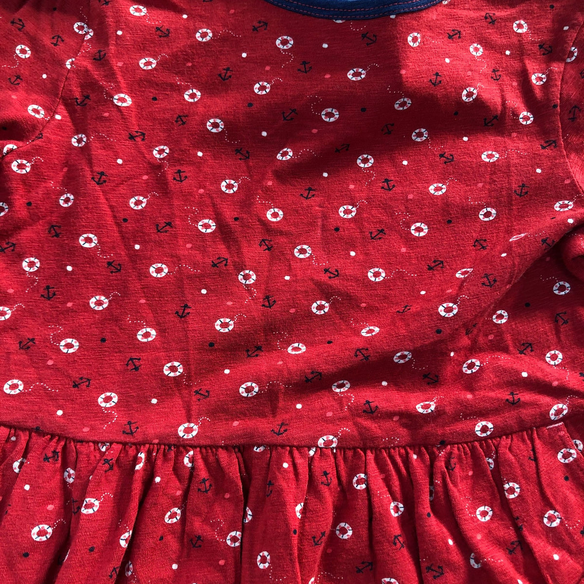 Girls Dress Size 7-8 Years Long Sleeve Red Floral Cotton