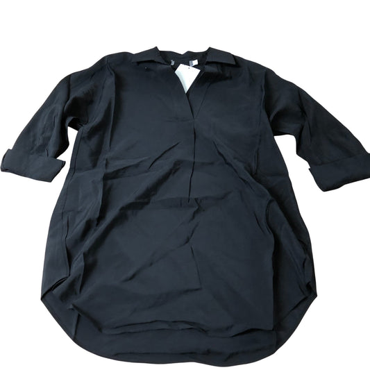 Branded Black Tunic Top Women's Stylish V Neck Roll Sleeve UK Size 8