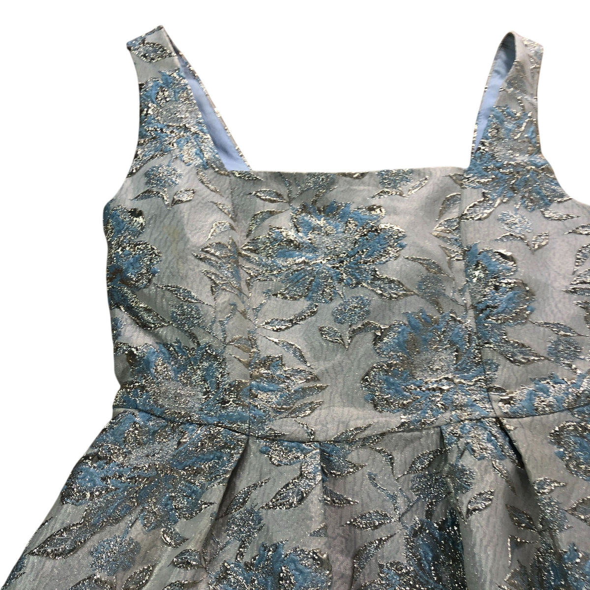 Lipsy London Embroidered Floral Midi Dress UK12 Women's Blue Silver