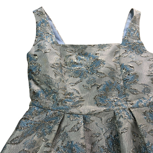 Lipsy London Embroidered Floral Midi Dress UK12 Women's Blue Silver