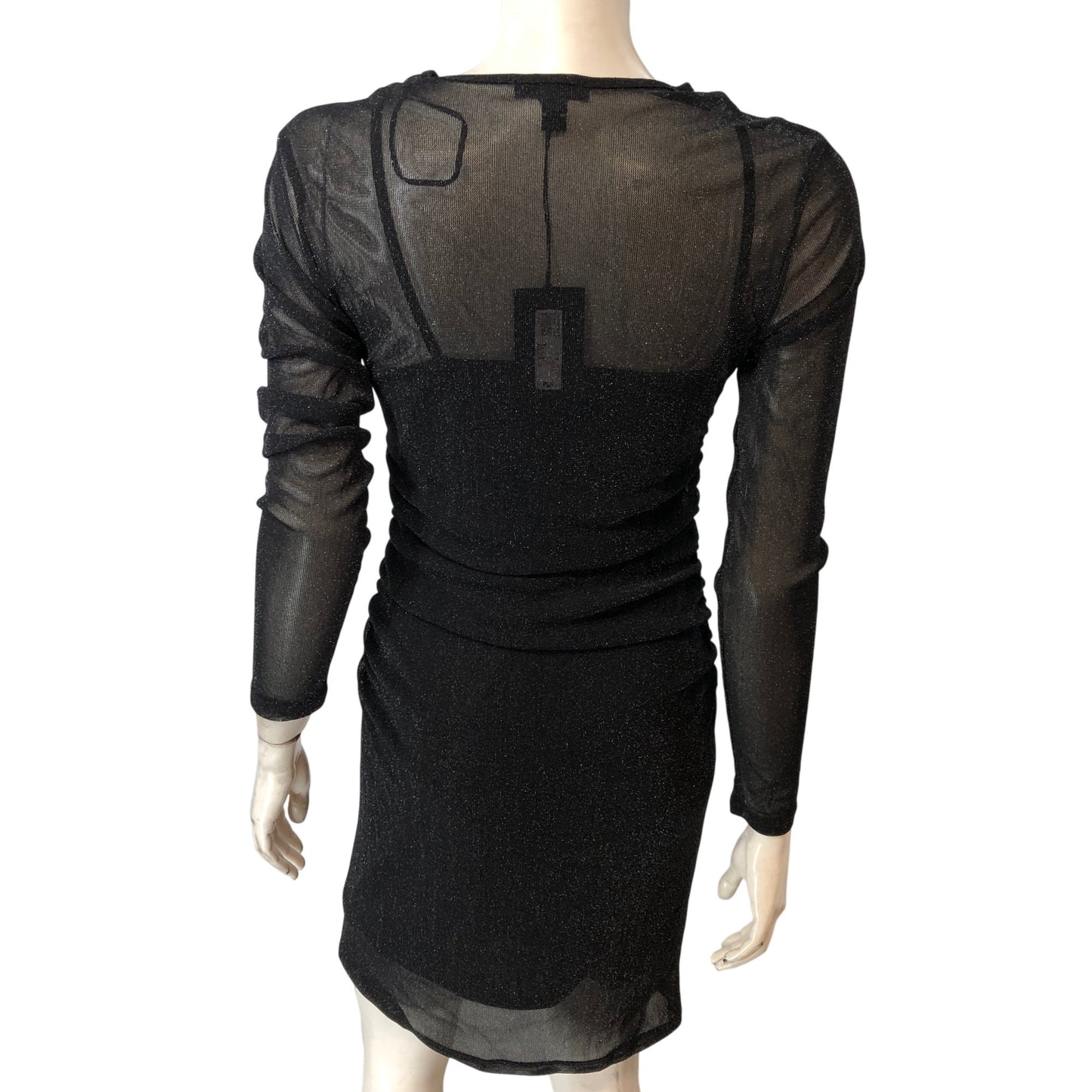 River Island Elegant Black Sheer Long Sleeve Dress UK12 Women's Dress