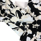 River Island Floral Print Blouse UK14 Women's Long Sleeve Black Cream Viscose