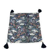 Decorative Pillowcase With Navy Floral Pattern And Tassels 20x20 Inch Cushion