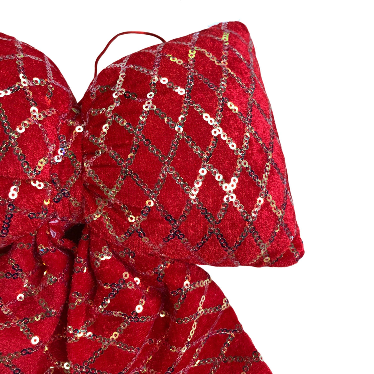 Red Sequin Door Bow Christmas Decoration 10"