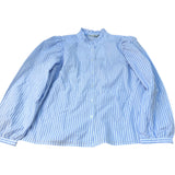 Baukjen Puff Sleeve Blouse UK14 Women's Blue Striped 100 Organic Cotton Top