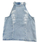 River Island Denim Sleeveless Top 10Yrs Women's Floral Embroidered Blue