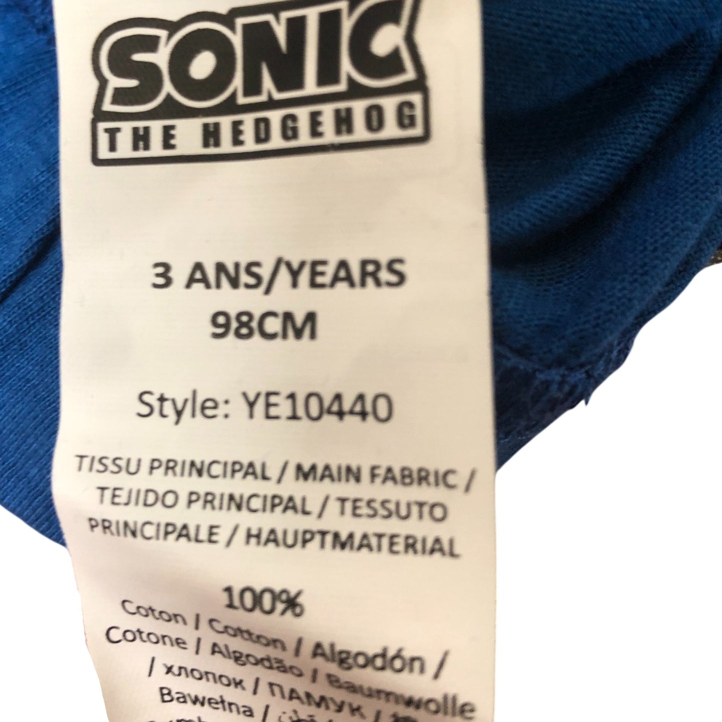 Sonic The Hedgehog Shorts 3 Years Kids Blue Graphic Elastic Waist 98CM