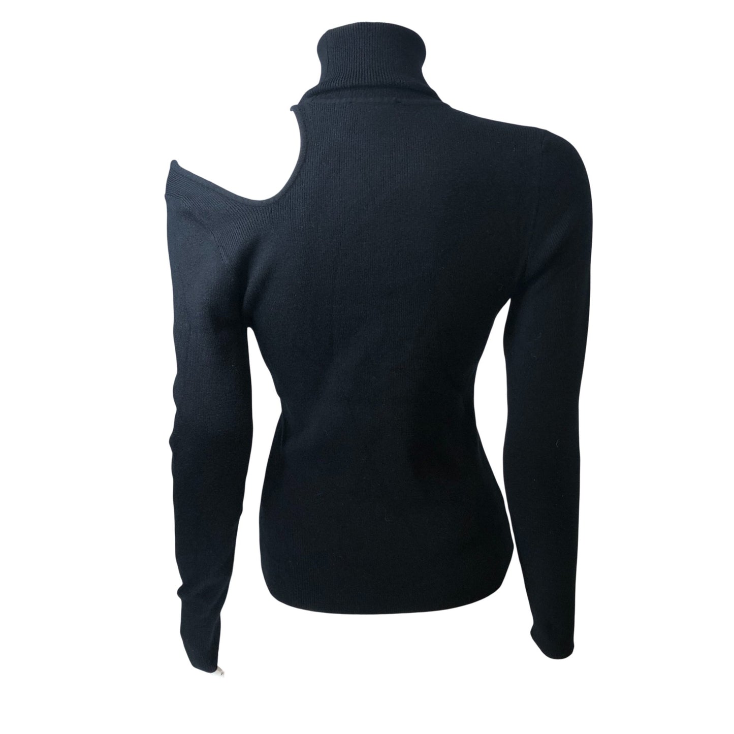 Bardot Women's Size M Black One Shoulder Long Sleeve Turtleneck Sweater