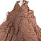 Demi Viscose Side Pleat Asymmetric Midi Dress in Nude UK12