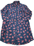 Long Sleeved Shirt UK Size 10 Women's Red Patterned Viscose Top