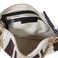 Isla Stripe Beaded Clutch Bag Brown & Cream Gold Handle
