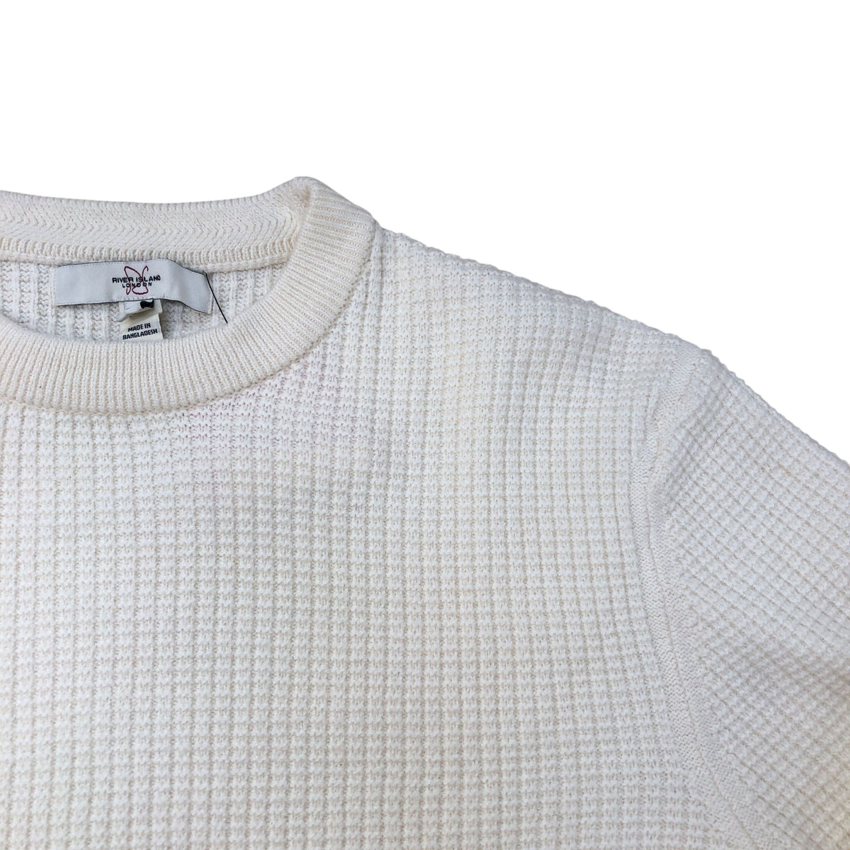 River Island Cream Waffle Knit Sweater Size S