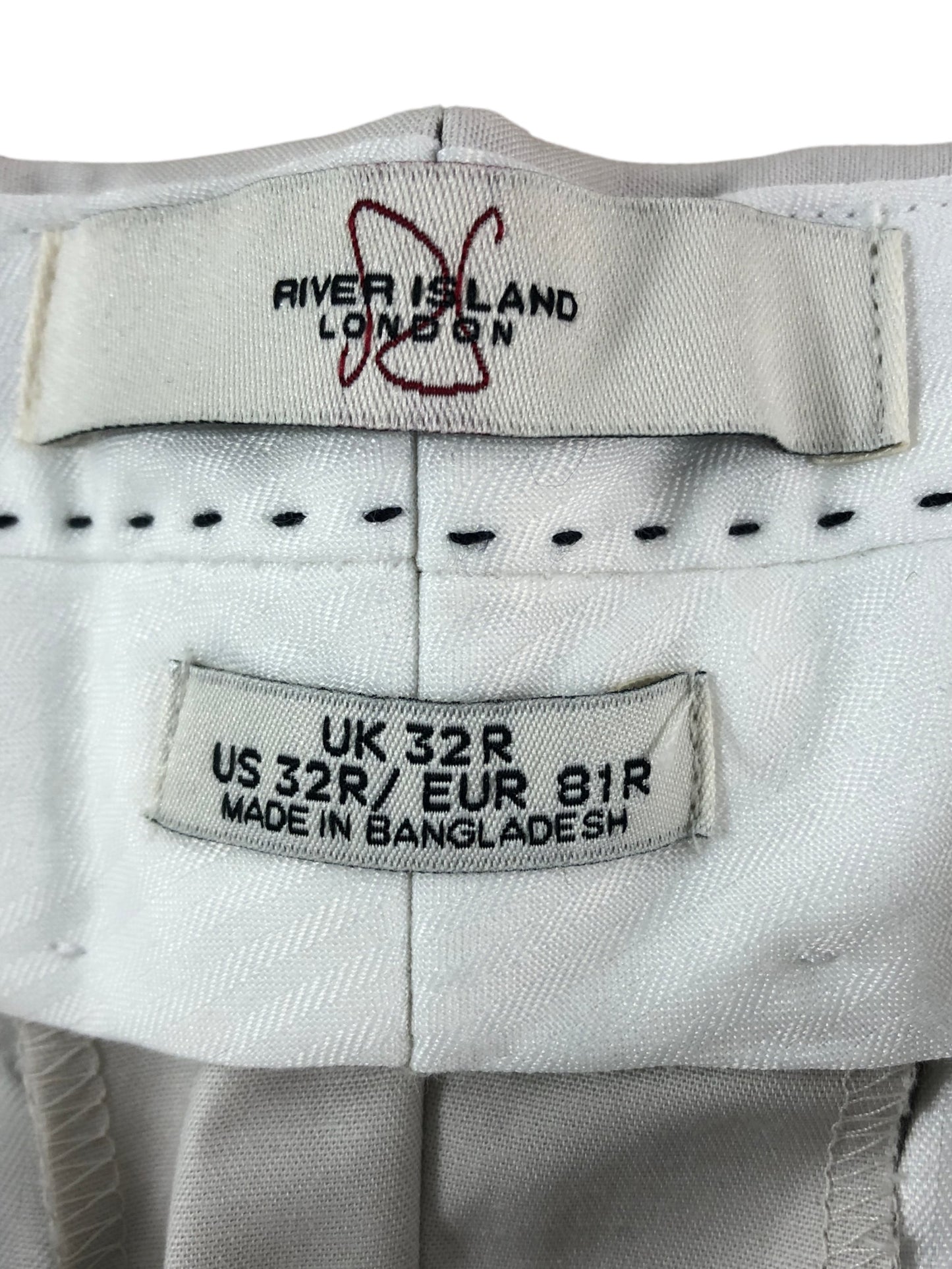 River Island Slim Fit Trousers UK32 32 Inch Waist White Men's Casual Shorts