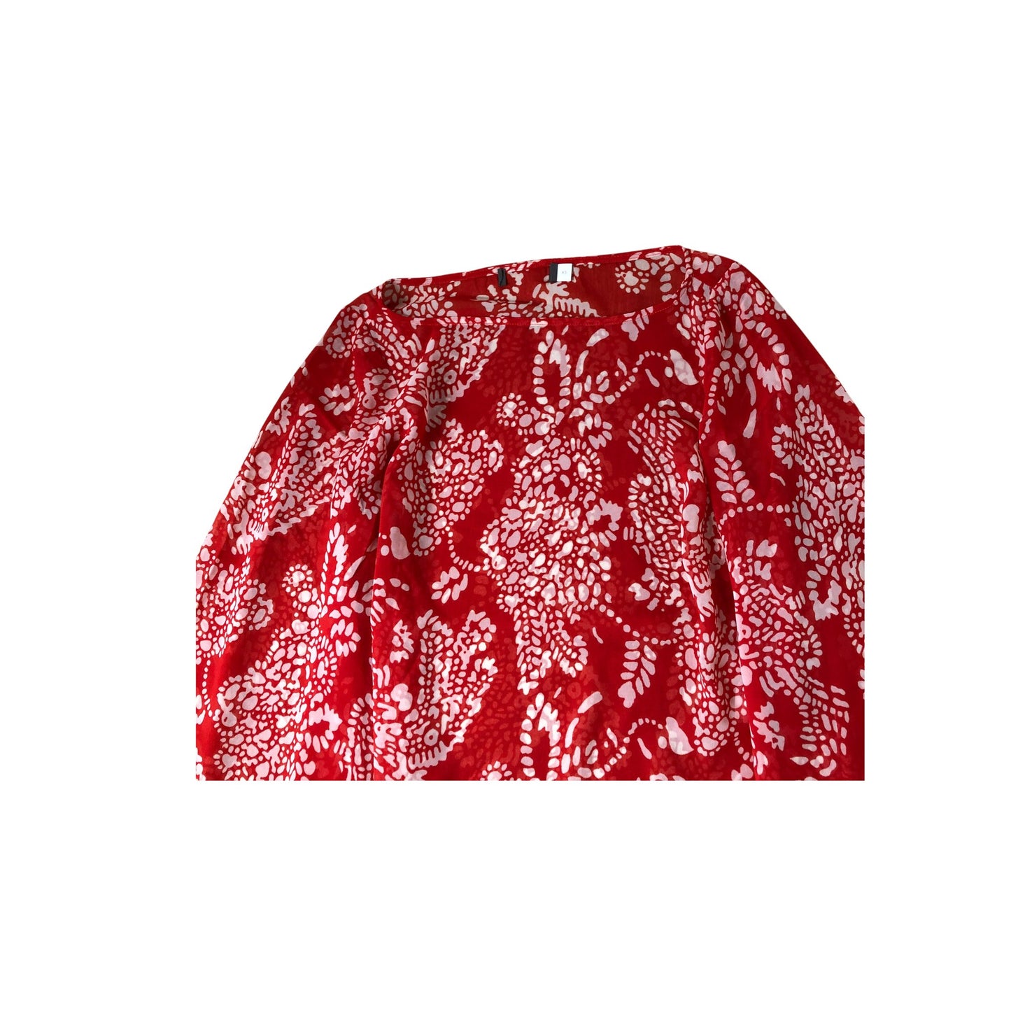 Branded Red Floral Print Blouse Women's Sheer Loose Fit Lightweight UK8