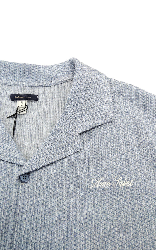 River Island Men's Casual Short Sleeve Shirt Size XL Blue