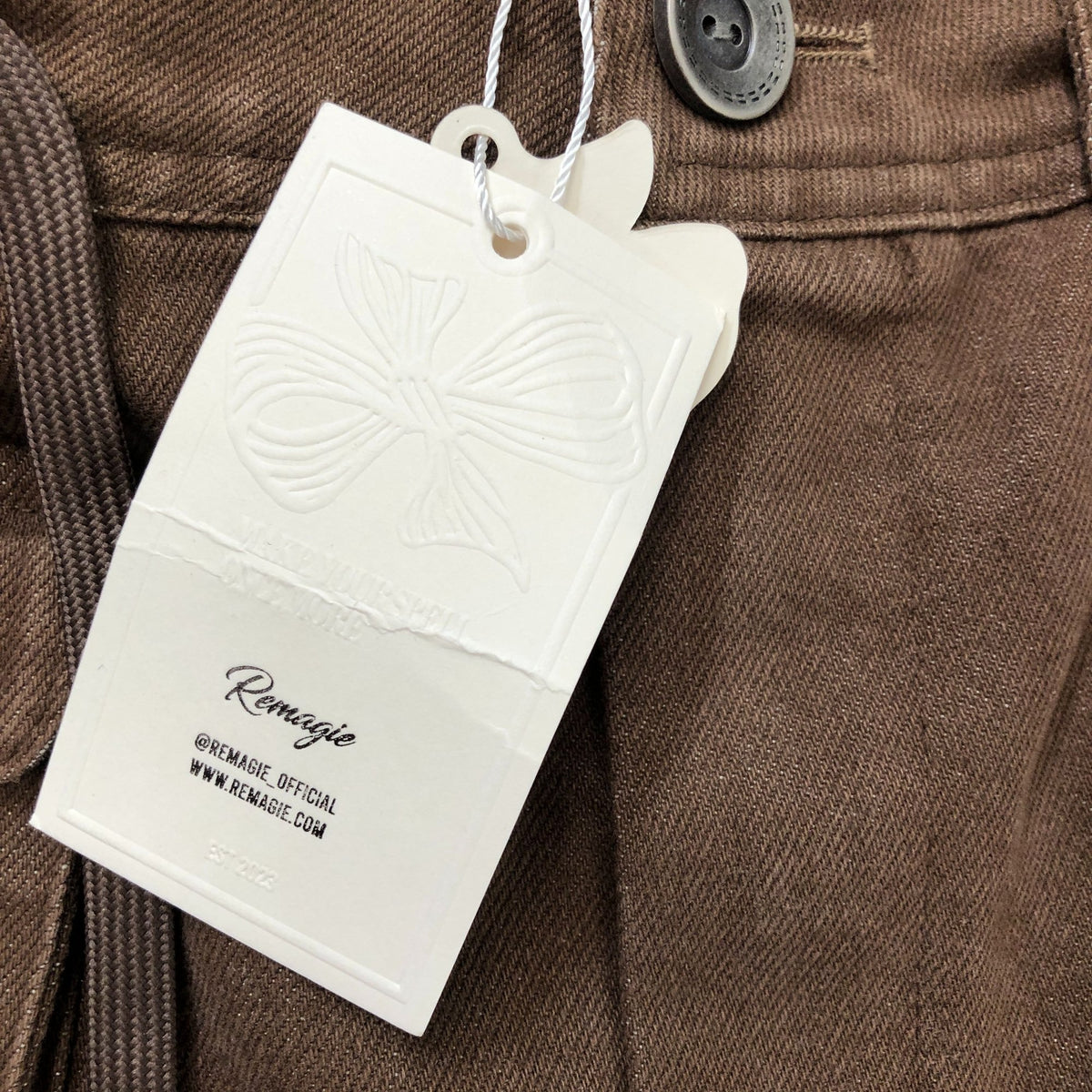 Remajie Women's Brown Mini Skirt Size S Stylish Pocket Design