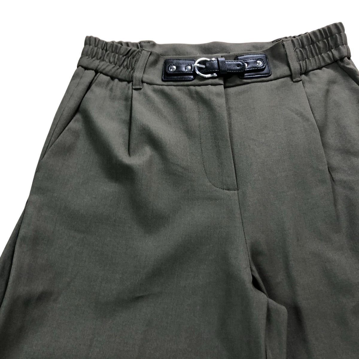 River Island Trousers UK10 Women's Olive Green Elastic Waistband