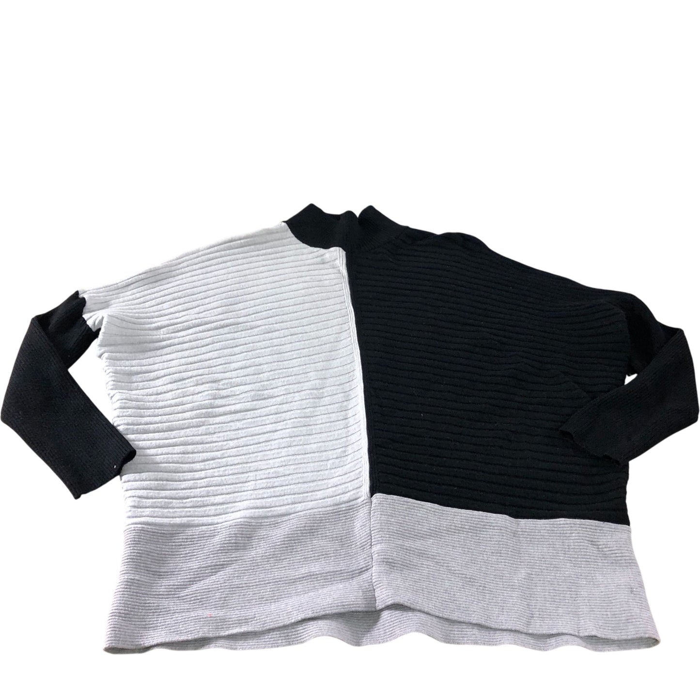 River Island Colour Block Sweater Size S Women's Black White Ribbed Knit