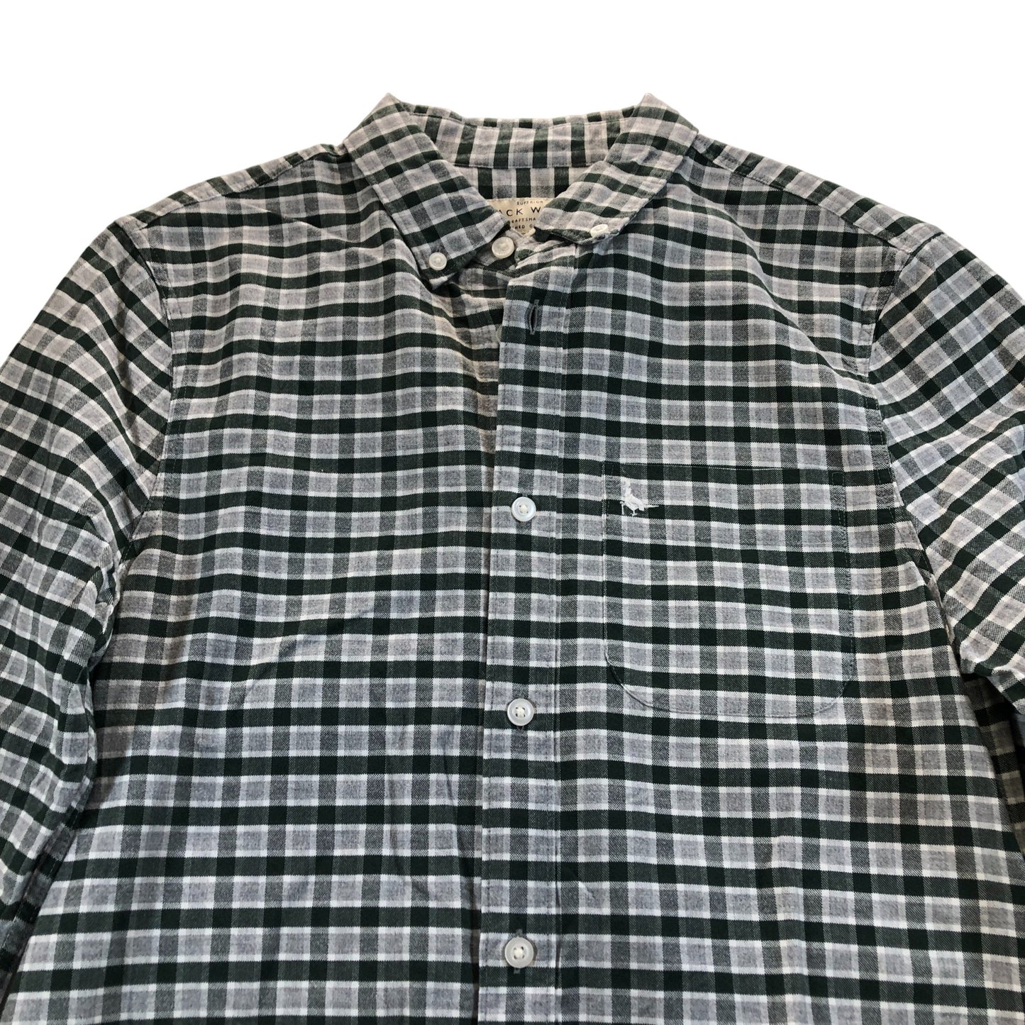 Jack Wills Casual Shirt Green White Check Pattern Long Sleeve XS