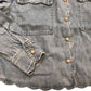 Scallop Trim Denim Shirt Mid Indigo Size XL