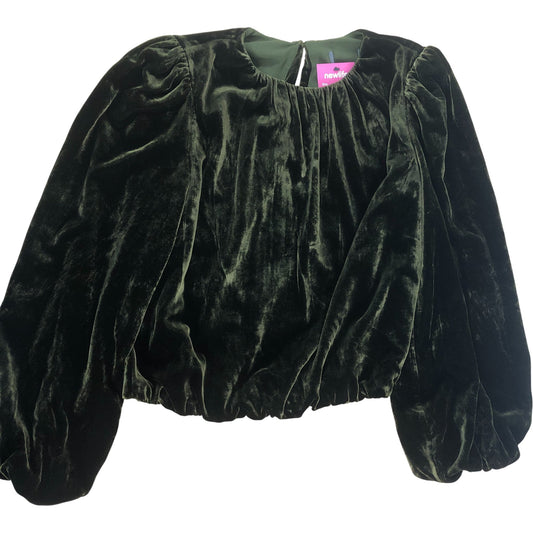 Branded Velvet Puff Sleeve Blouse Women's Green Size UK8