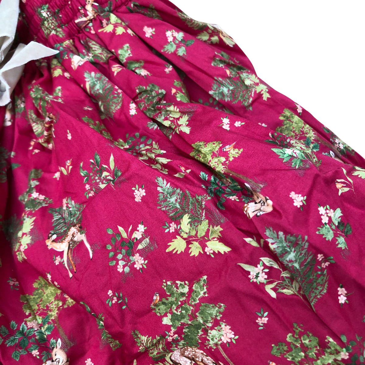Trotters Red Floral Print Skirt Size 10-11 Years Girls Cotton Elastic Waist