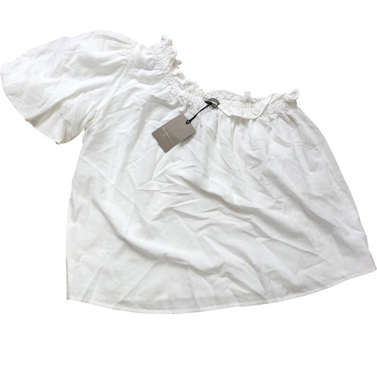 River Island Women's White Puff Sleeve Blouse Size 16 Casual Top With Tags