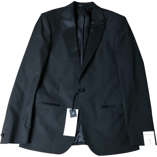 River Island Slim Fit Black Suit Jacket Size 48R Mens Formal Wear Classic