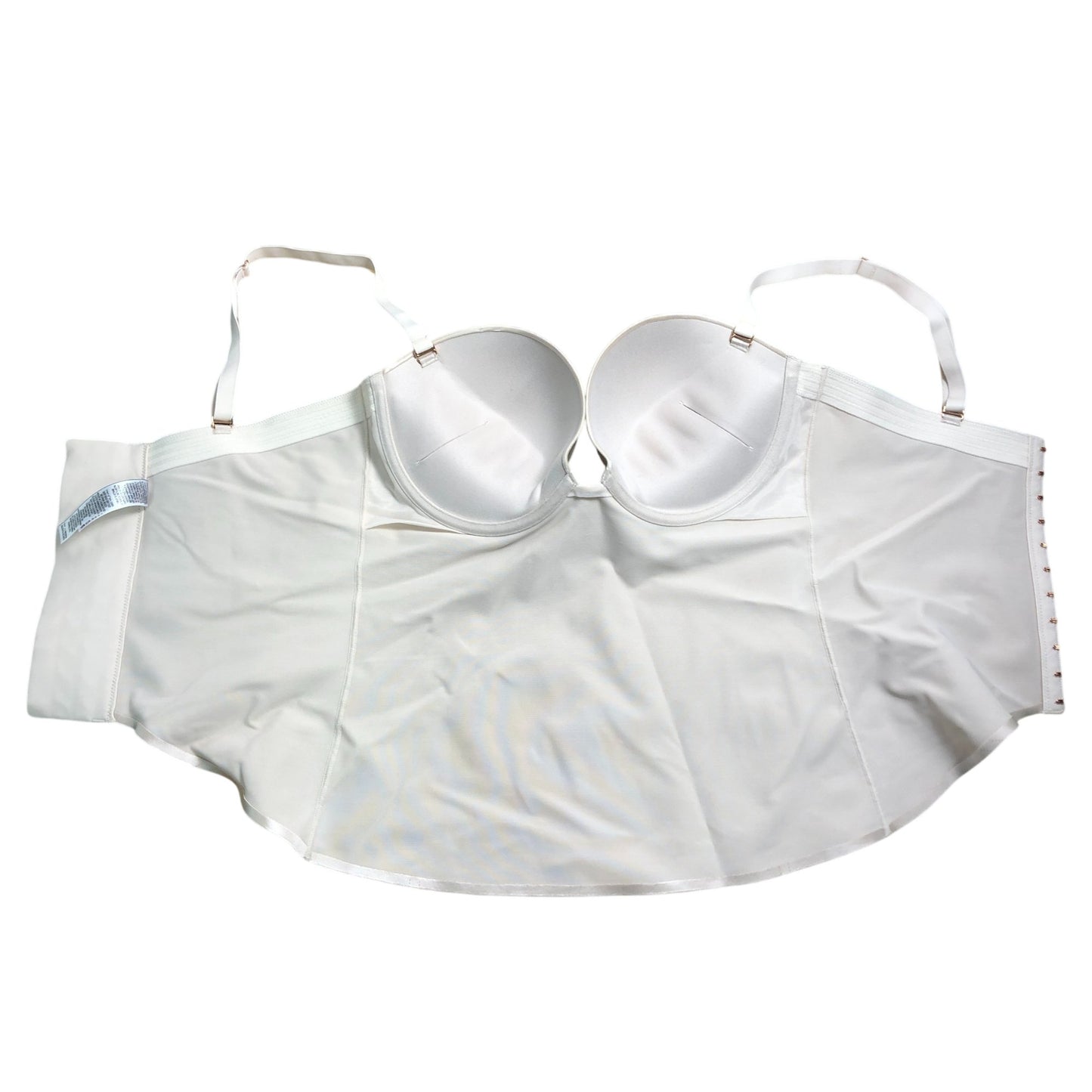 Women's Basque Corset UK34D Satin Cream Full Cups Adjustable Straps