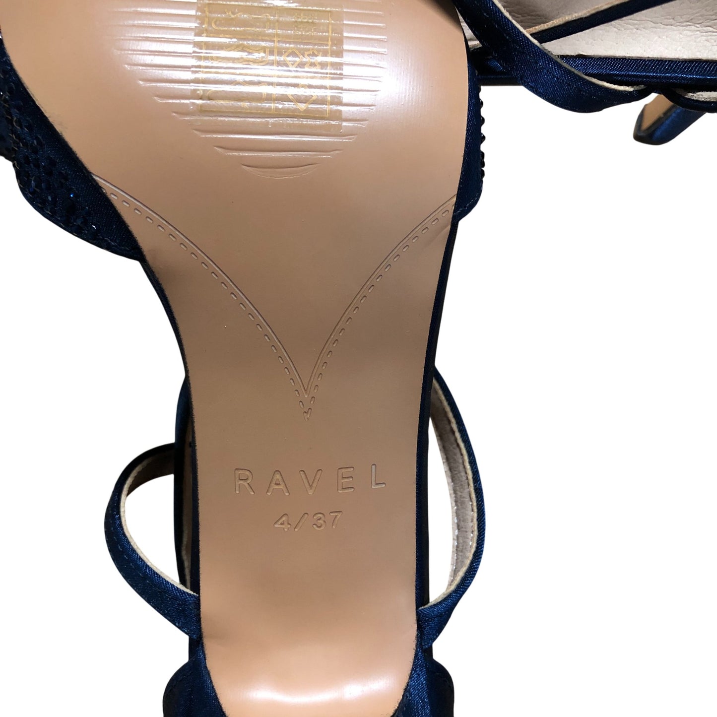 Ravel Strappy Heels UK4 Women's Navy Blue Sparkly Stiletto Shoes