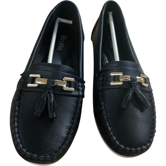 MecKiss Loafers UK4.5 Women's Comfy Flats Black With Gold Detail M1354 V2