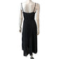 AllSaints Sinead Dress Small Women's Black Pleated Midi V Neck Party Dress