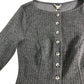 River Island UK12 Women's Grey Striped Button Cardigan Jacket Smart Casual