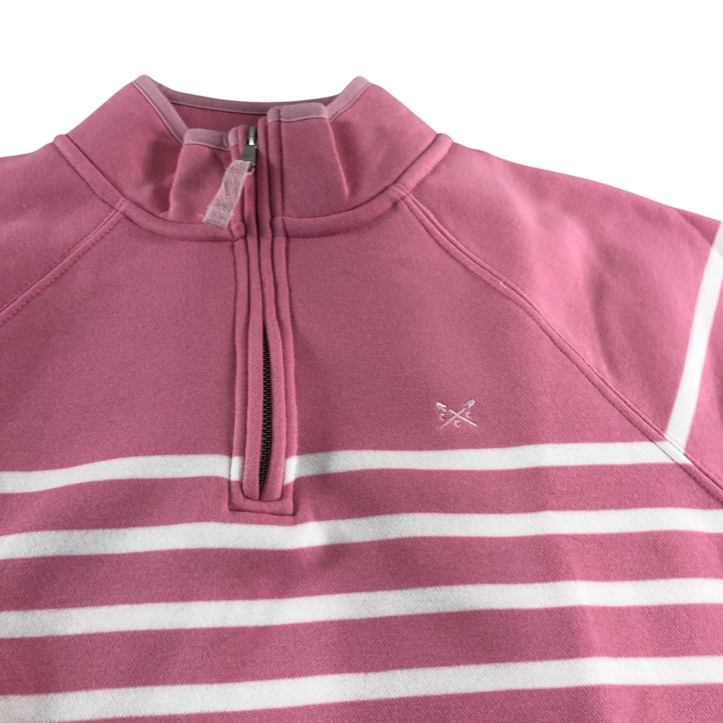 Crew Clothing Company Pink Stripe Quarter Zip Sweater Size 14
