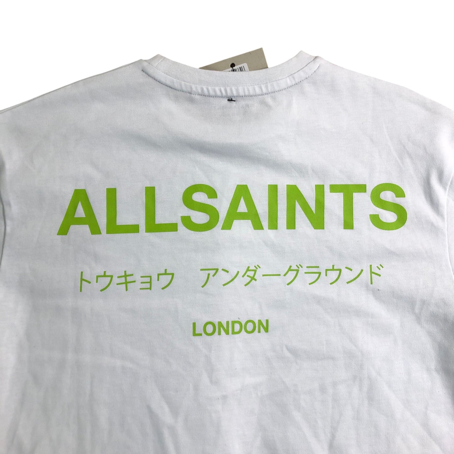 AllSaints White T-Shirt 10-11 Years Boys Lime Logo Cotton Short Sleeve Top
