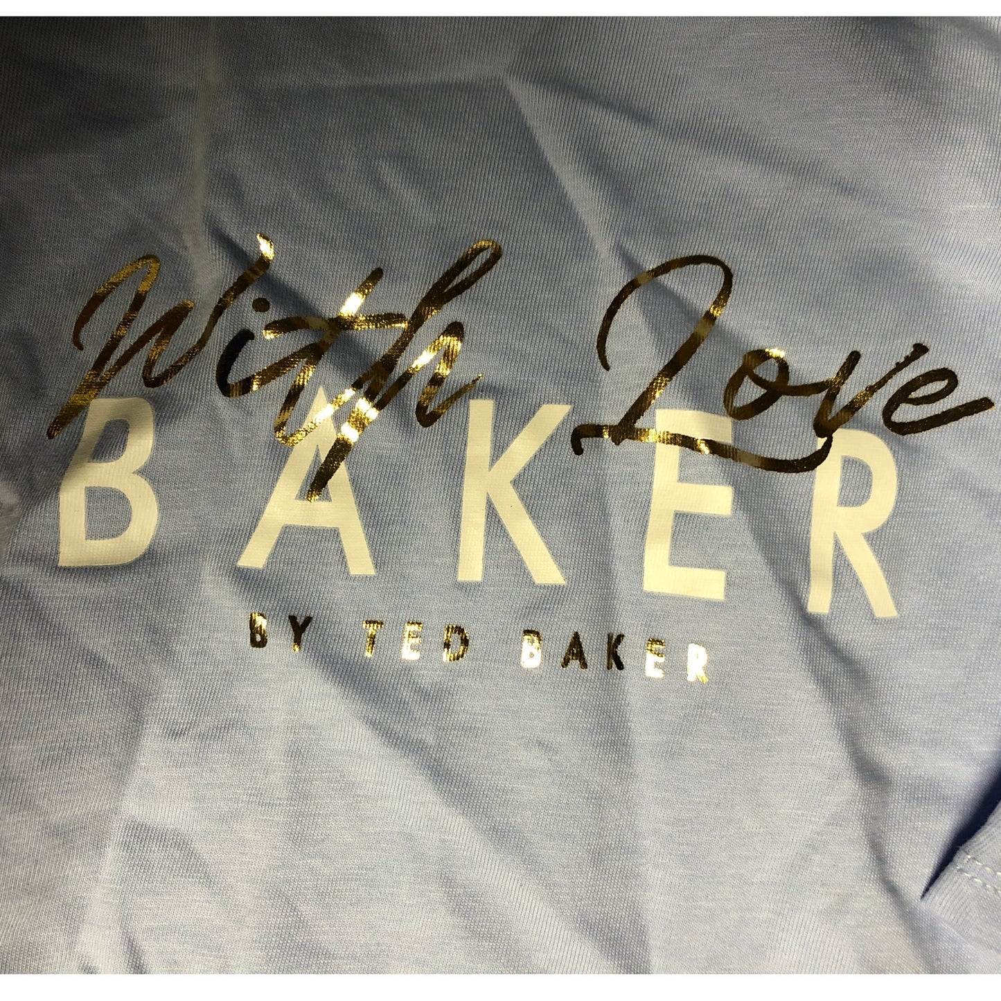 Ted Baker Girls T-Shirt 13 Years Light Blue With Love Design Soft Cotton Top