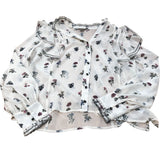 River Island Floral Blouse UK10 Women's Sheer Ruffle Long Sleeve White