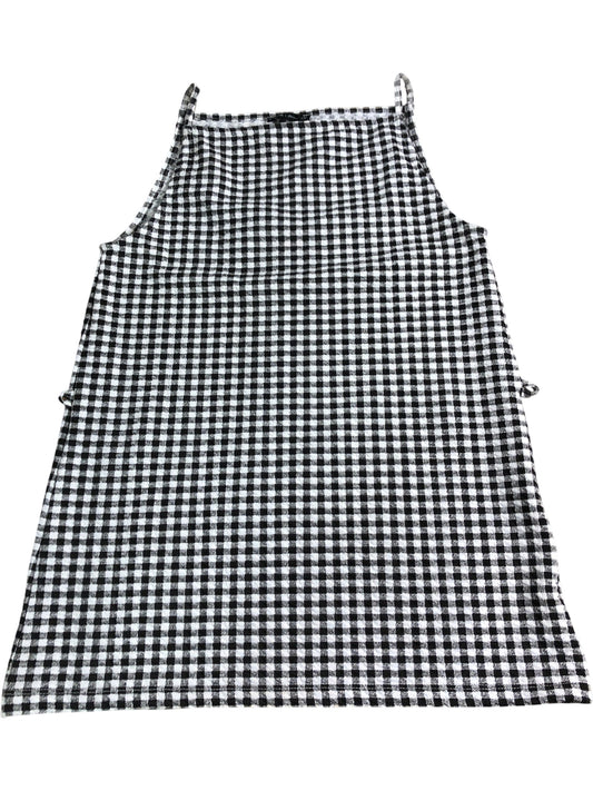 River Island Gingham Print Sleeveless Top UK S Women's Casual Style Black White